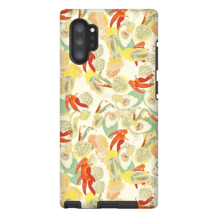 Galaxy Note 10 plus StrongFit Colorful exotic fruits and chili - tropical fruit pattern by Oana 