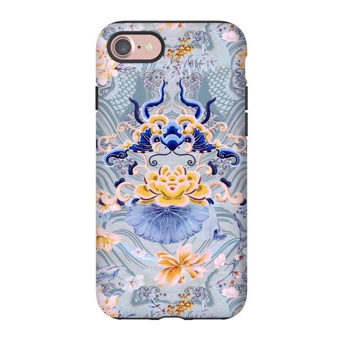 iPhone 7 StrongFit Flowers and fish - Chinese decorative pattern by Oana 