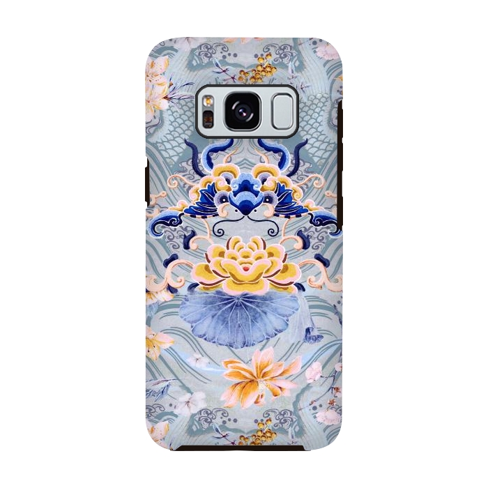 Galaxy S8 StrongFit Flowers and fish - Chinese decorative pattern by Oana 