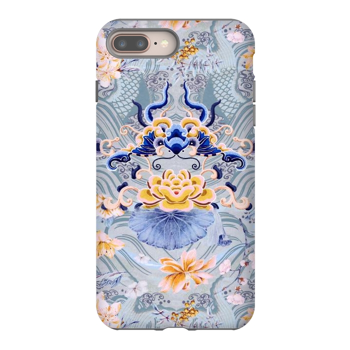 iPhone 8 plus StrongFit Flowers and fish - Chinese decorative pattern by Oana 