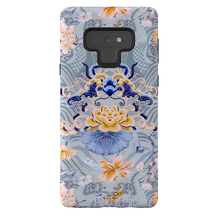 Galaxy Note 9 StrongFit Flowers and fish - Chinese decorative pattern por Oana 