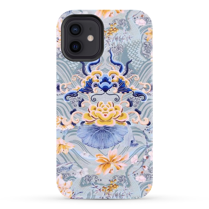iPhone 12 StrongFit Flowers and fish - Chinese decorative pattern por Oana 