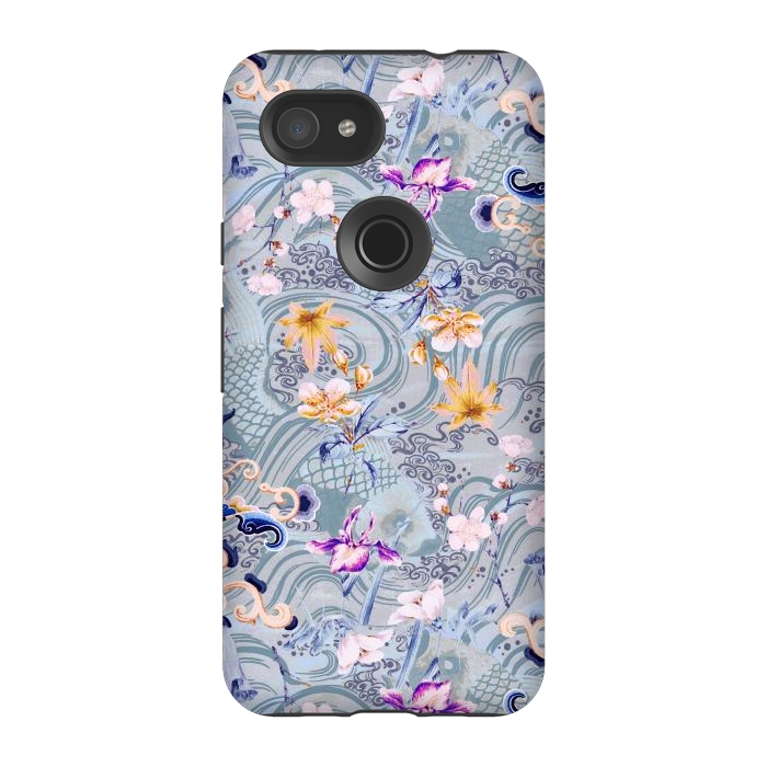 Pixel 3A StrongFit Flowers and fish - Chinese decorative pattern by Oana 