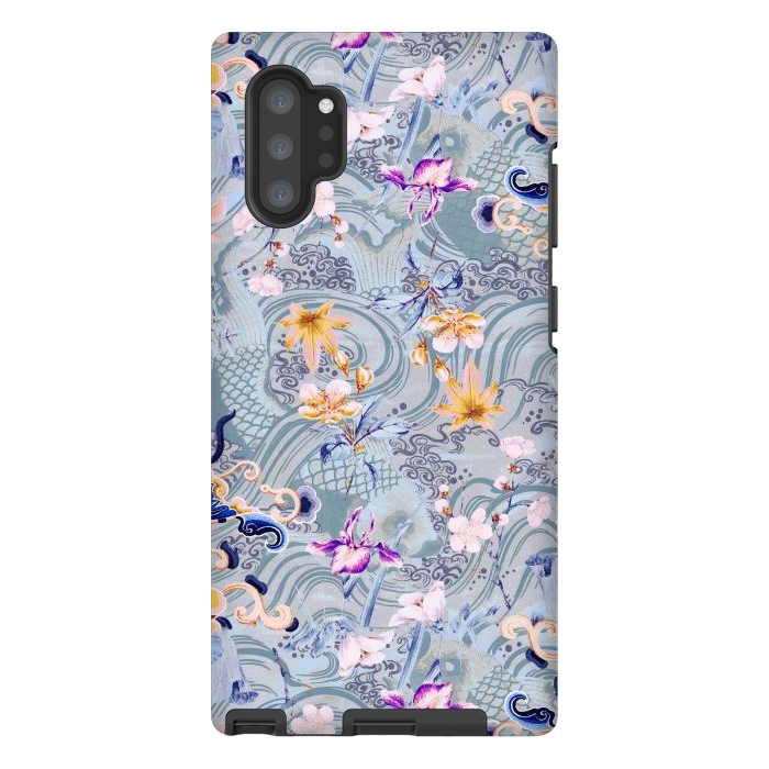 Galaxy Note 10 plus StrongFit Flowers and fish - Chinese decorative pattern by Oana 
