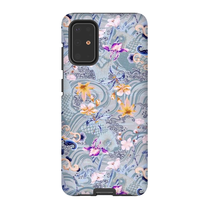 Galaxy S20 Plus StrongFit Flowers and fish - Chinese decorative pattern by Oana 