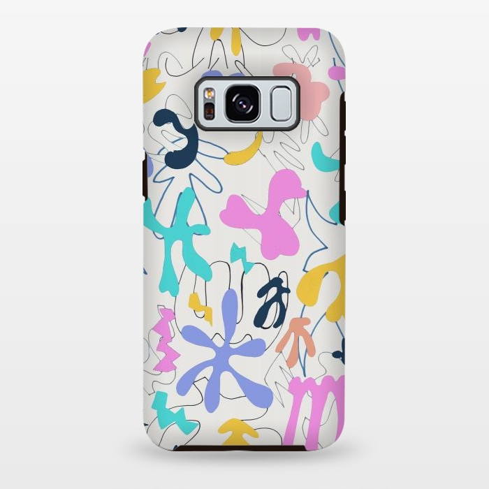 Galaxy S8 plus StrongFit Colorful retro doodles - Matisse abstract pattern by Oana 