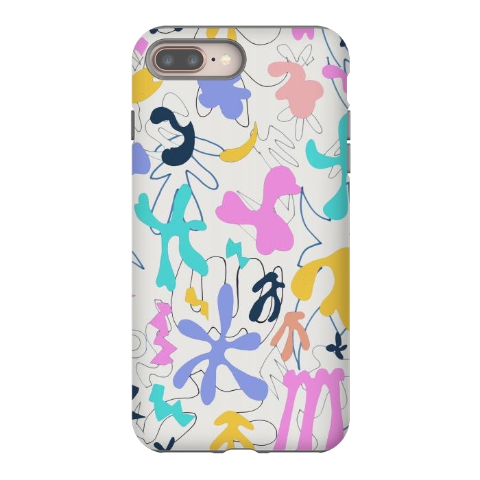 iPhone 8 plus StrongFit Colorful retro doodles - Matisse abstract pattern by Oana 