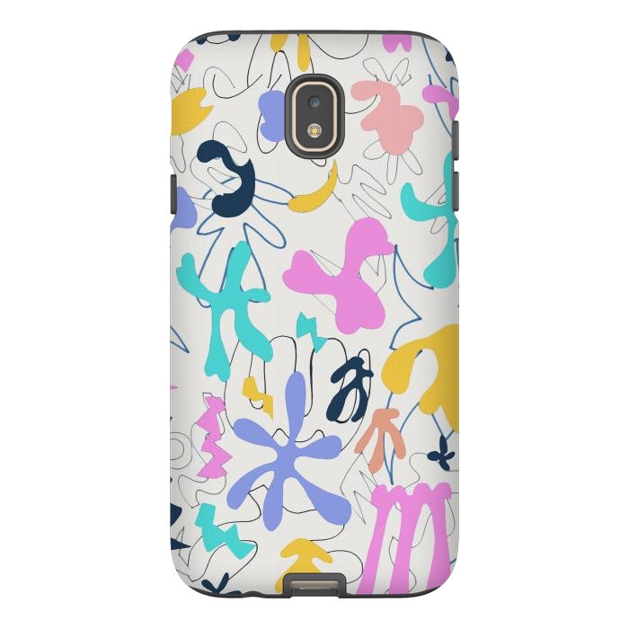 Galaxy J7 StrongFit Colorful retro doodles - Matisse abstract pattern by Oana 