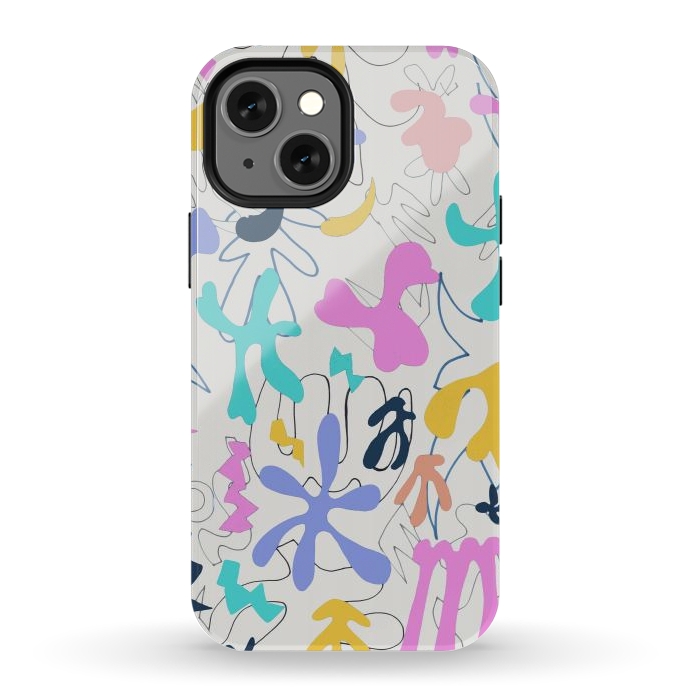 iPhone 12 mini StrongFit Colorful retro doodles - Matisse abstract pattern by Oana 