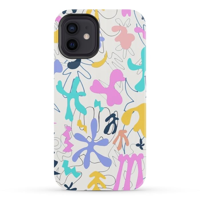 iPhone 12 StrongFit Colorful retro doodles - Matisse abstract pattern por Oana 