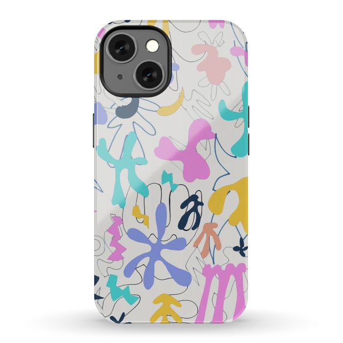 iPhone 13 StrongFit Colorful retro doodles - Matisse abstract pattern by Oana 