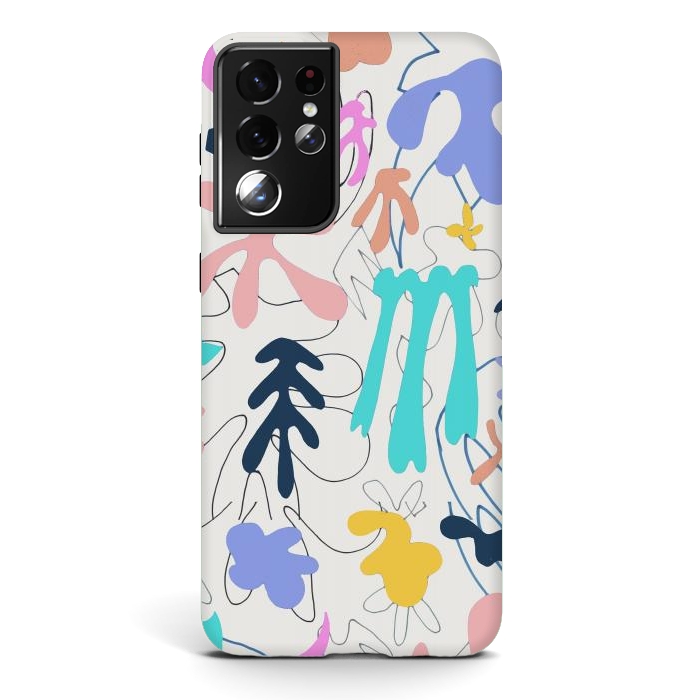 Galaxy S21 ultra StrongFit Colorful retro doodles - Matisse abstract pattern by Oana 