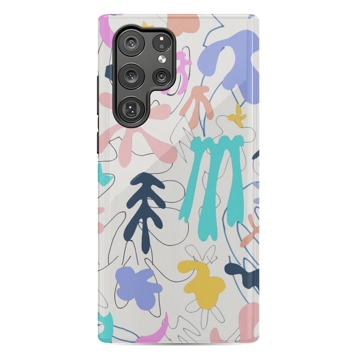 Galaxy S22 Ultra StrongFit Colorful retro doodles - Matisse abstract pattern by Oana 