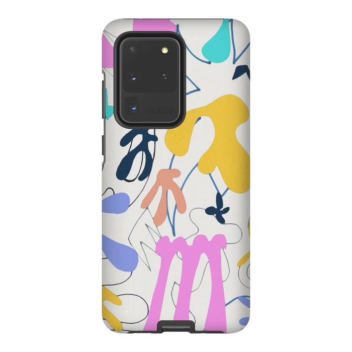 Galaxy S20 Ultra StrongFit Colorful retro doodles - Matisse abstract pattern by Oana 