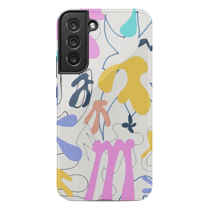 Galaxy S22 plus StrongFit Colorful retro doodles - Matisse abstract pattern by Oana 