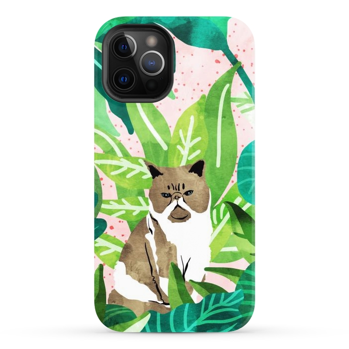 iPhone 12 Pro Max StrongFit Tropical Glam Cat by Uma Prabhakar Gokhale