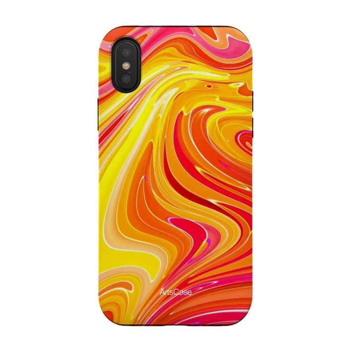 iPhone Xs / X StrongFit Yellow Fluid Painting by ArtsCase