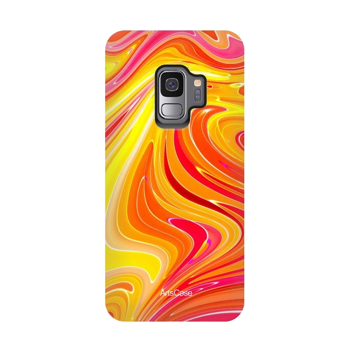 Galaxy S9 StrongFit Yellow Fluid Painting by ArtsCase