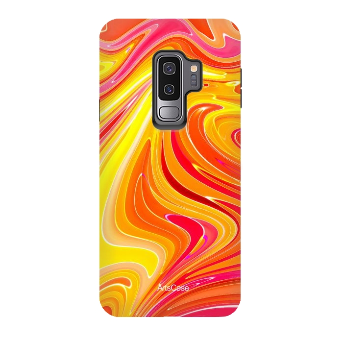Galaxy S9 plus StrongFit Yellow Fluid Painting by ArtsCase