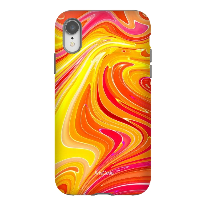 iPhone Xr StrongFit Yellow Fluid Painting by ArtsCase
