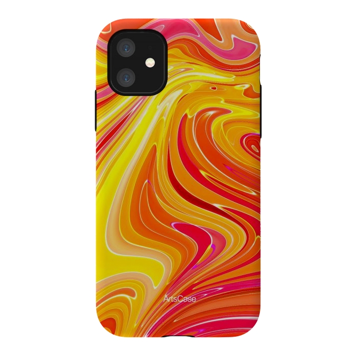 iPhone 11 StrongFit Yellow Fluid Painting by ArtsCase