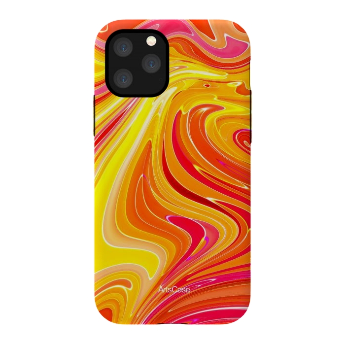 iPhone 11 Pro StrongFit Yellow Fluid Painting by ArtsCase