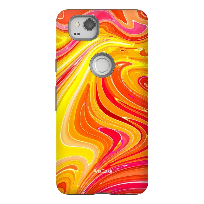 Pixel 2 StrongFit Yellow Fluid Painting by ArtsCase