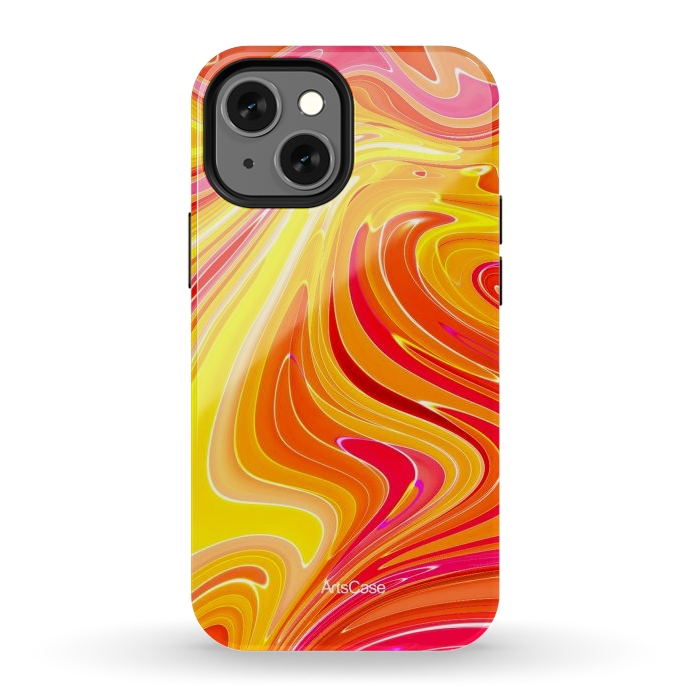 iPhone 12 mini StrongFit Yellow Fluid Painting by ArtsCase