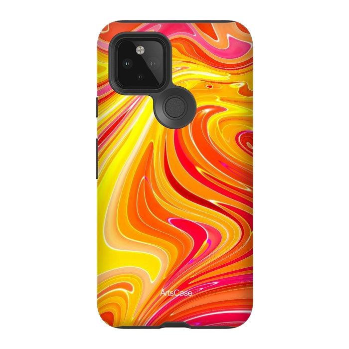 Pixel 5 StrongFit Yellow Fluid Painting by ArtsCase