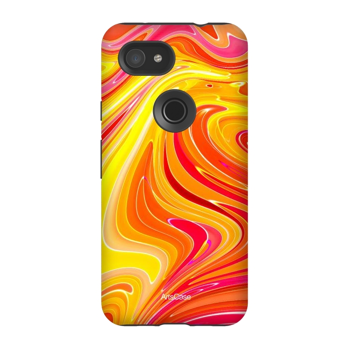 Pixel 3A StrongFit Yellow Fluid Painting by ArtsCase