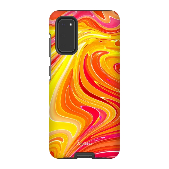 Galaxy S20 StrongFit Yellow Fluid Painting by ArtsCase