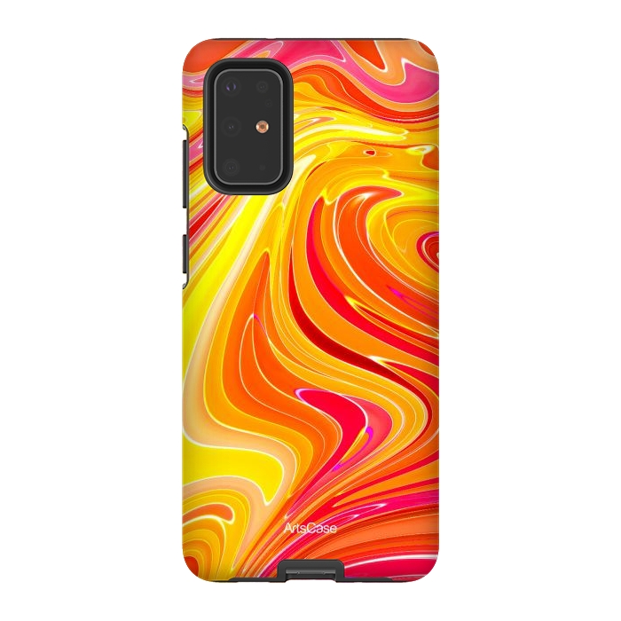 Galaxy S20 Plus StrongFit Yellow Fluid Painting by ArtsCase