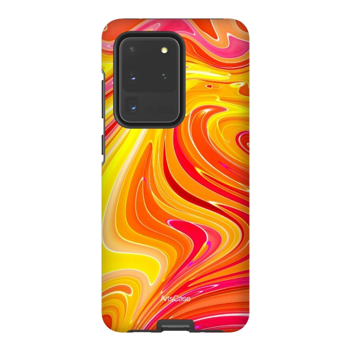 Galaxy S20 Ultra StrongFit Yellow Fluid Painting by ArtsCase