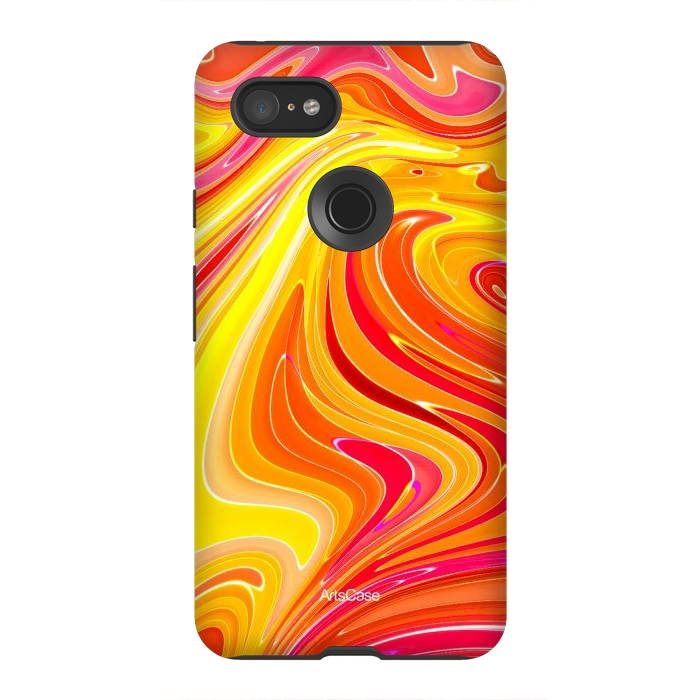 Pixel 3XL StrongFit Yellow Fluid Painting by ArtsCase