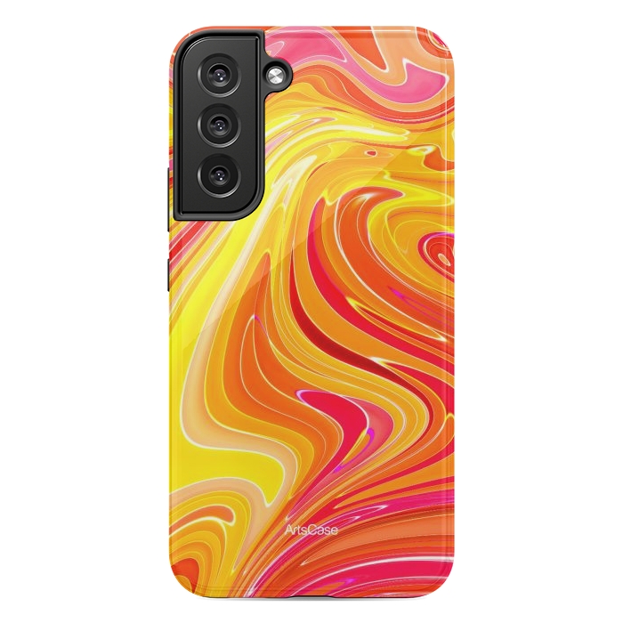 Galaxy S22 plus StrongFit Yellow Fluid Painting by ArtsCase