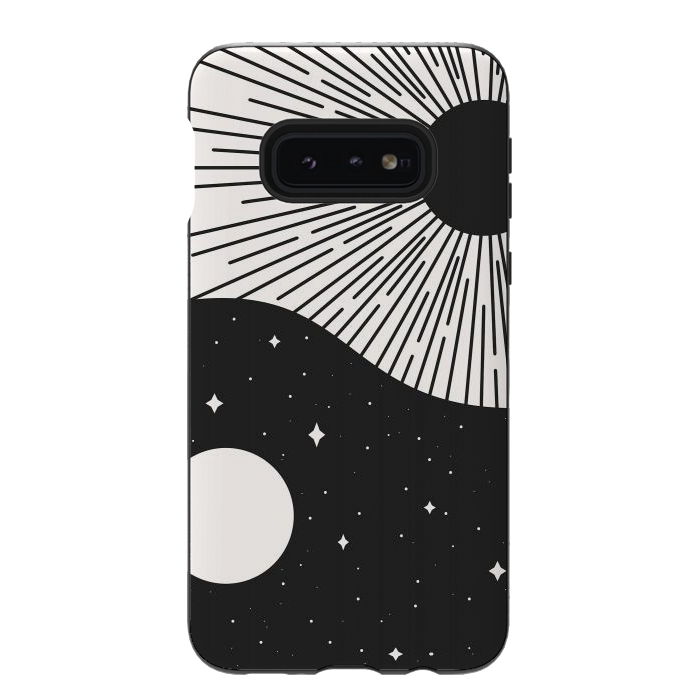 Galaxy S10e StrongFit Yin Yang Black - Sun & Moon by ArtPrInk