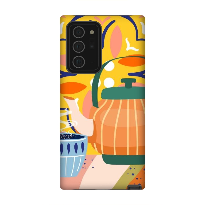 Galaxy Note 20 Ultra StrongFit Pumpkin Spice Latte | Tea Chai Kettle & Cup | Modern Bohemian Colorful India | Eclectic Culture by Uma Prabhakar Gokhale