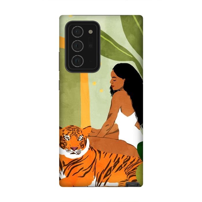 Galaxy Note 20 Ultra StrongFit Just You & Me | Tiger Urban Jungle Friendship | Wild Cat Bohemian Black Woman with Pet by Uma Prabhakar Gokhale