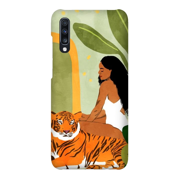 Galaxy A70 SlimFit Just You & Me | Tiger Urban Jungle Friendship | Wild Cat Bohemian Black Woman with Pet by Uma Prabhakar Gokhale