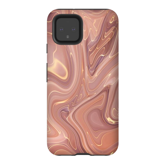 Pixel 4 StrongFit Brown Marble Liquid by ArtsCase