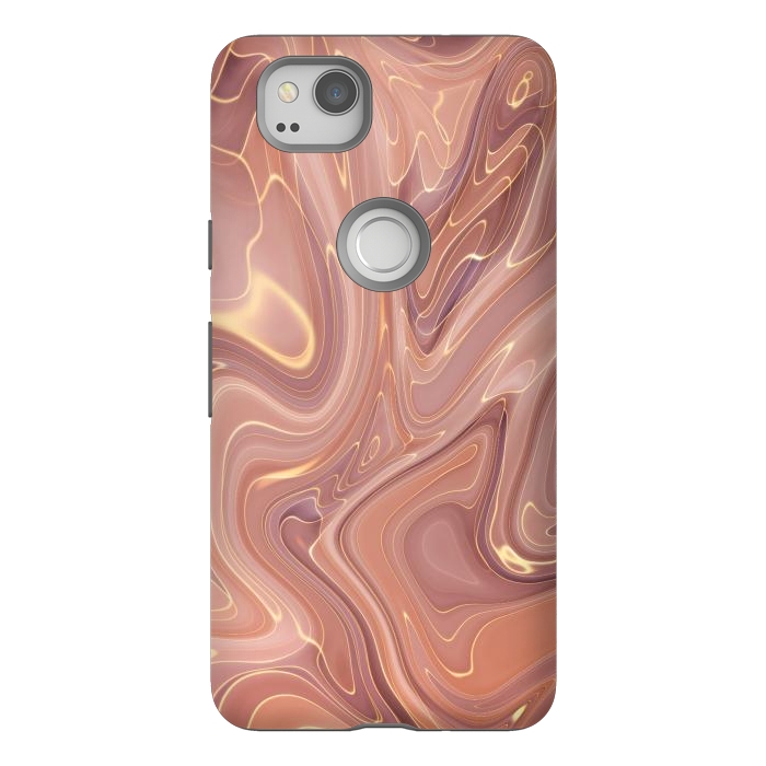 Pixel 2 StrongFit Brown Marble Liquid by ArtsCase