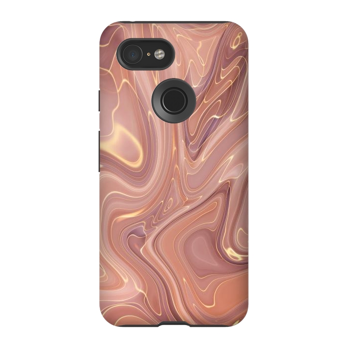 Pixel 3 StrongFit Brown Marble Liquid by ArtsCase