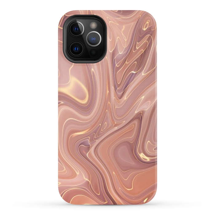 iPhone 12 Pro StrongFit Brown Marble Liquid by ArtsCase