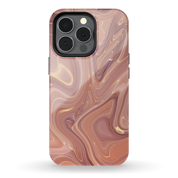 iPhone 13 pro StrongFit Brown Marble Liquid by ArtsCase