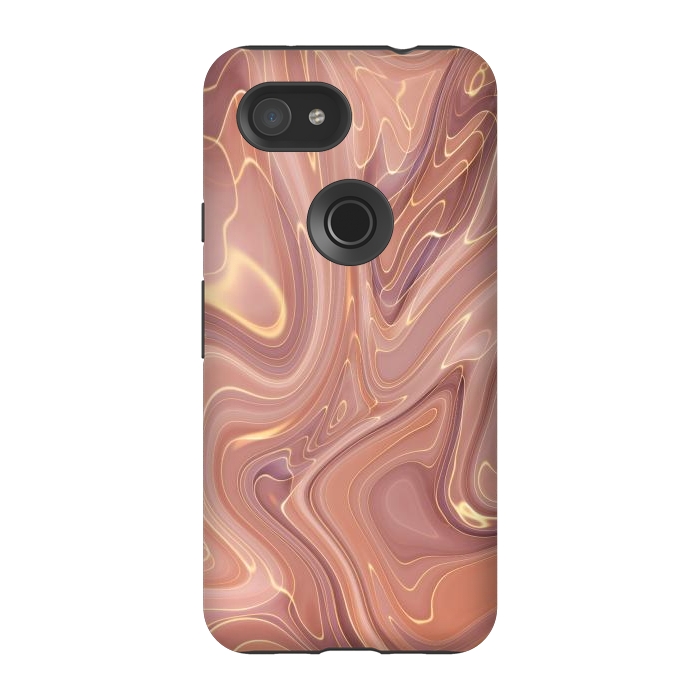 Pixel 3A StrongFit Brown Marble Liquid by ArtsCase
