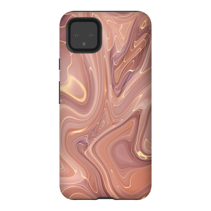 Pixel 4XL StrongFit Brown Marble Liquid by ArtsCase
