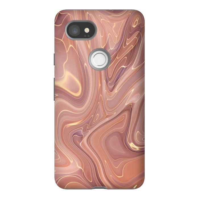 Pixel 2XL StrongFit Brown Marble Liquid by ArtsCase