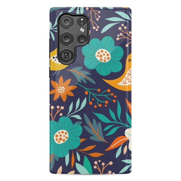 Galaxy S22 Ultra StrongFit Bird With Flowers by ArtsCase