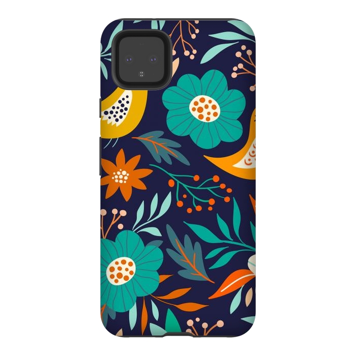 Pixel 4XL StrongFit Bird With Flowers by ArtsCase