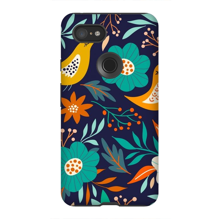 Pixel 3XL StrongFit Bird With Flowers by ArtsCase